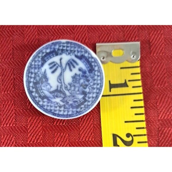 Vintage Dollhouse Tea Coffee Set Ceramic Blue White Asian Willow Landscape 1:12 - Picture 6 of 7